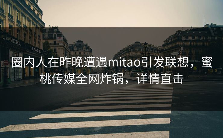 圈内人在昨晚遭遇mitao引发联想，蜜桃传媒全网炸锅，详情直击